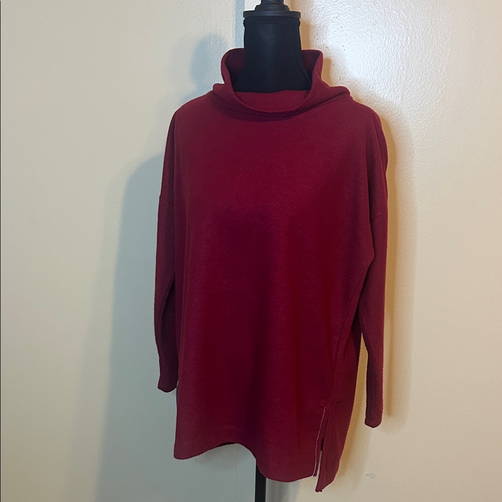 Anthropologie Deep Red Cowl Neck Sweater